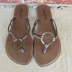 Wet Seal Bronze Flip Flops